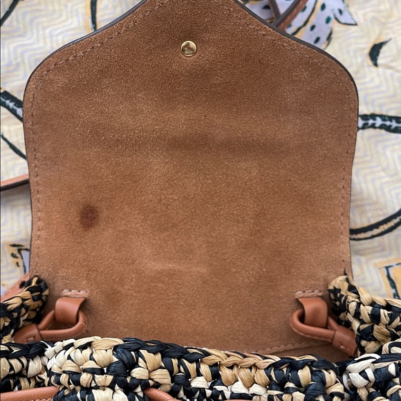 ULLA JOHNSON Paloma Ruched Straw Crossbody Bag Noir Melange - Picture 6 of 8